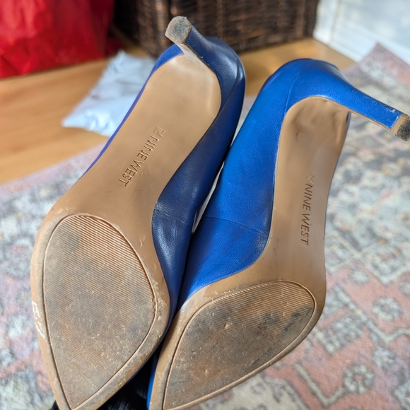 Nine West Blue Leather Heels Size 7 - Picture 7 of 7